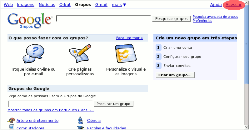 Site do Google Groups